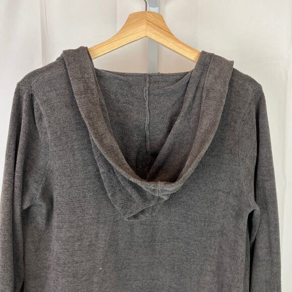 BAREFOOT DREAMS Size S CozyChic Ultra Lite Hooded Open Cardigan Pockets Gray - Picture 6 of 9